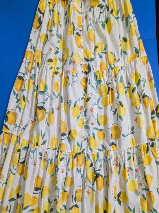 H&M Lemons Dolce Far Niente Tiered Strappy Dress Size M - Picture 9 of 11